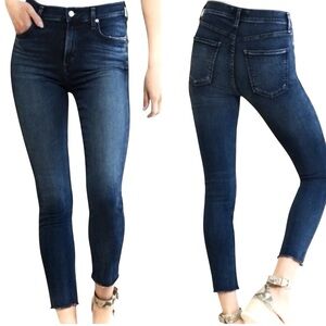 AGOLDE Sophie High Rise Skinny Crop Dark Wash Jeans Size 27 Raw Hem